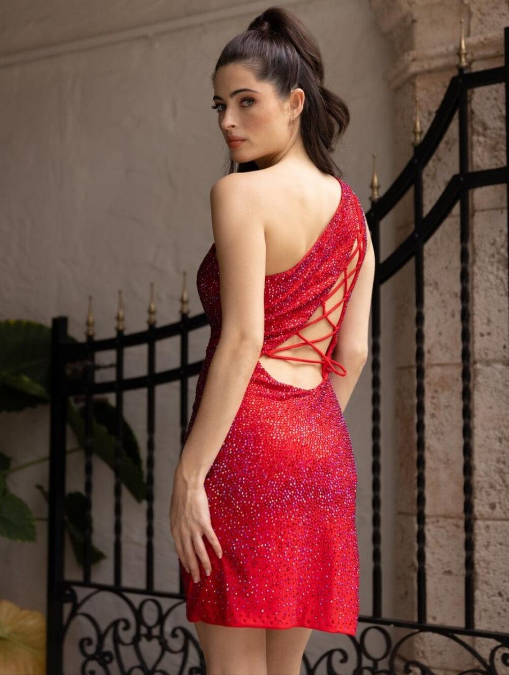 NWT Sz 10 Sophia Thomas One-Shoulder Red Cocktail Dress